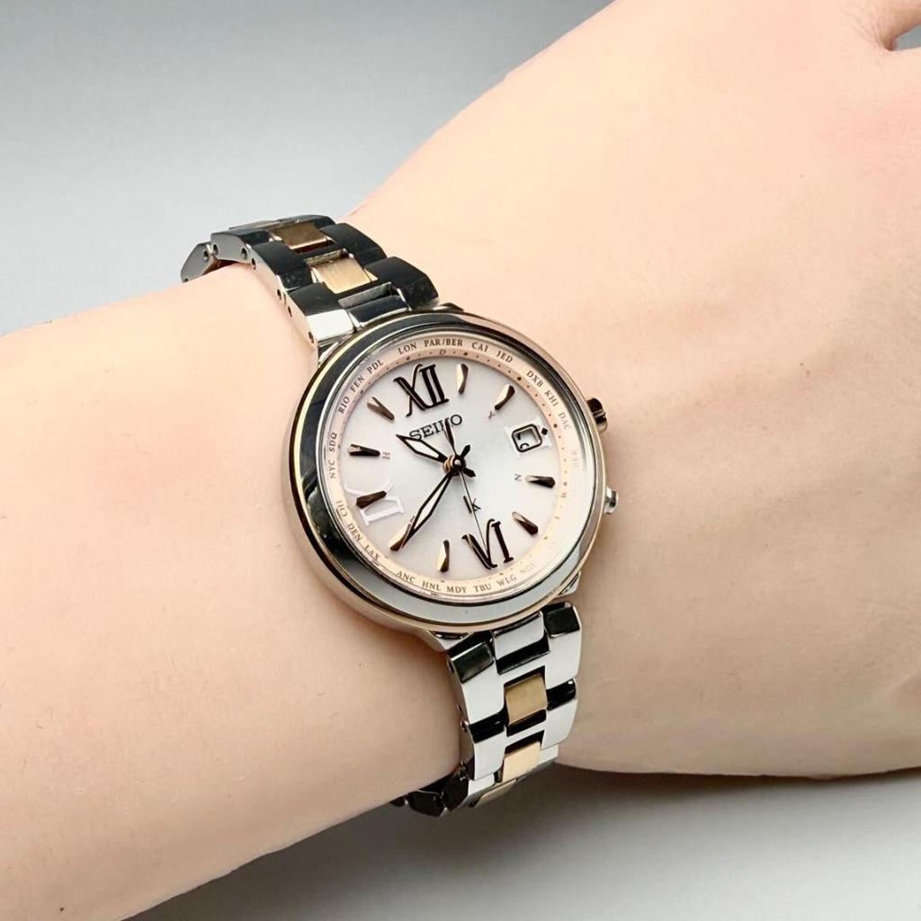 [USED] Highly functional Seiko Lucia watch, Date Roman, radio-controlled solar, combination