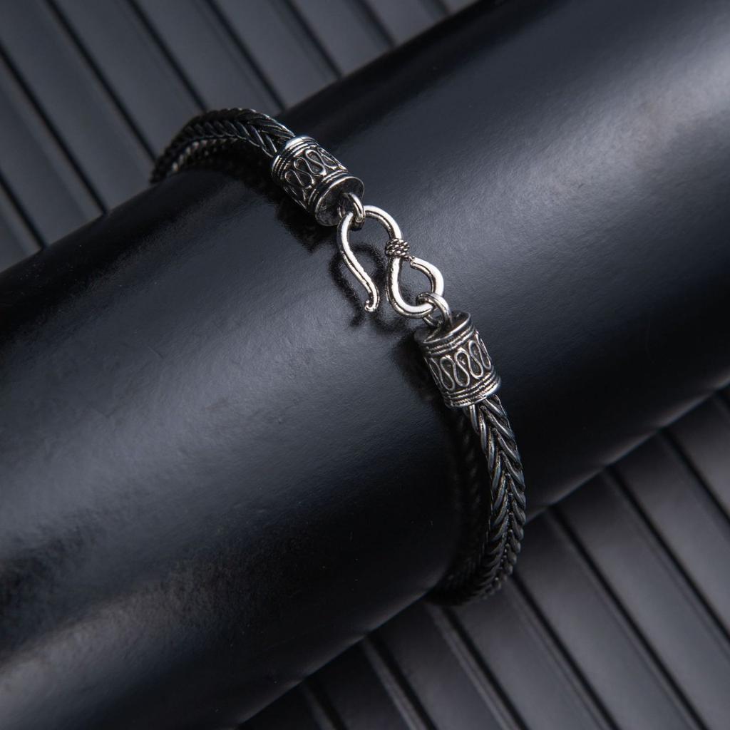 Titanium Steel Bracelet Men'S Retro Black Plated Polished Hip Hop Punk Style Bracelet Trendy Cool Personality Jewelry