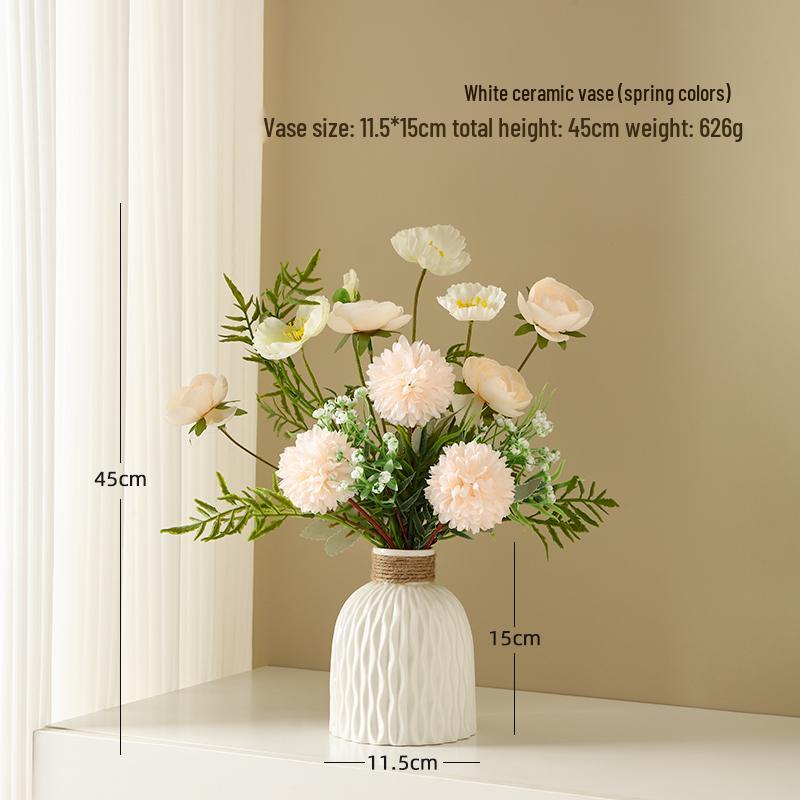 Yapay Çiçek Aranjmanları İçin Zarif Seramik Vazo - Oturma Odası veya Yemek Masası Dekorasyonu İçin Mükemmel