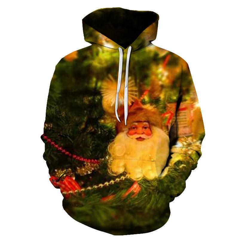 2024 New Spring Autumn New Christmas Hoodie 3D Digital Print Casual Men's Pullover Sweatshirt