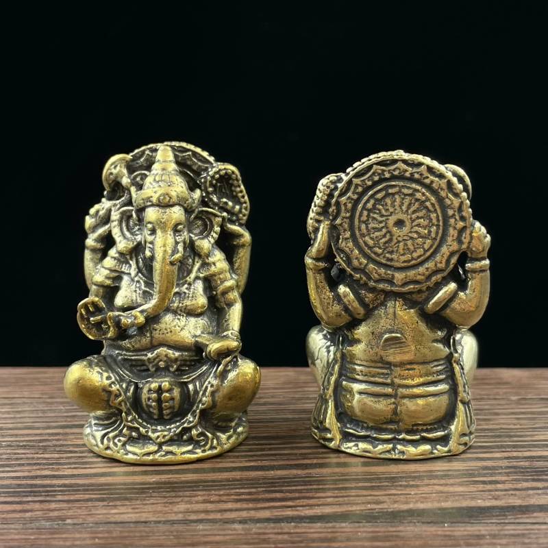 Lord Ganesa Elephant God Metal Desk Ornament For Worship And Cultural Display