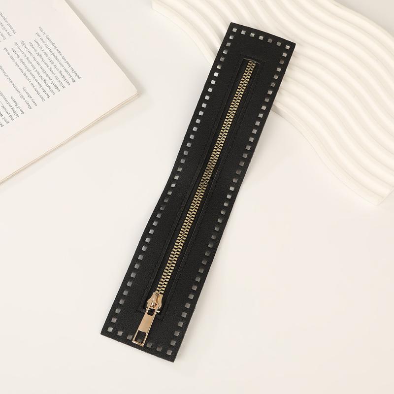 27 cm doppelseitige Leder-Reißverschluss-Utility-Handtasche Leder-Reißverschluss-Utility-Häkeltasche Beschläge Solider Reißverschluss Nähzubehör