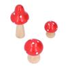 3Pcs Set Mushroom Crafts Innovative Cute Wooden Ornaments Home Office Desktop DecorationRed