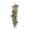 Green&red Christmas Pine Garland 65cm Holly Leaves Artificial Pine Wreath Wall Hanging Staircase Ornament Greenery Pine Rattan