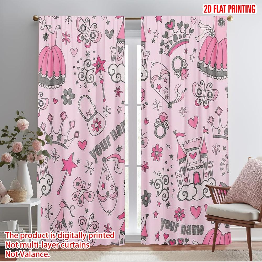 2pcs,2D Plane Printing Contemporary Curtains Fairytale Dreams Durable Polyester (without Rod) Home Decor Ldeal for Bedroom &
