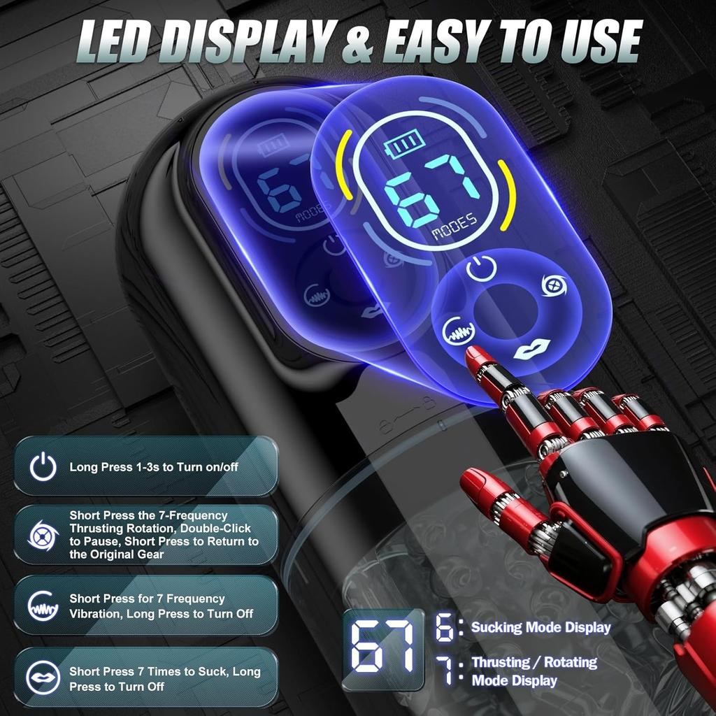 KUSHOR Automatic Male Masturbator Penis Pump Sex Toy for Men Pocket Pussy LCD Blowjob Sex Machine With7 Thrusting Rotating Modes