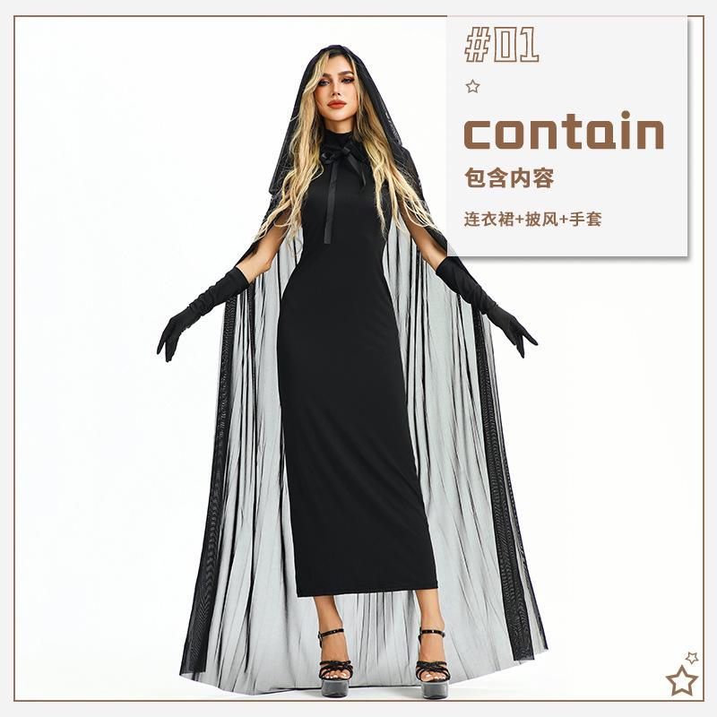 Halloween Costume Vampire European American Sexy Hottie Skinny Robe Witch Medieval Shawl Cape Dress
