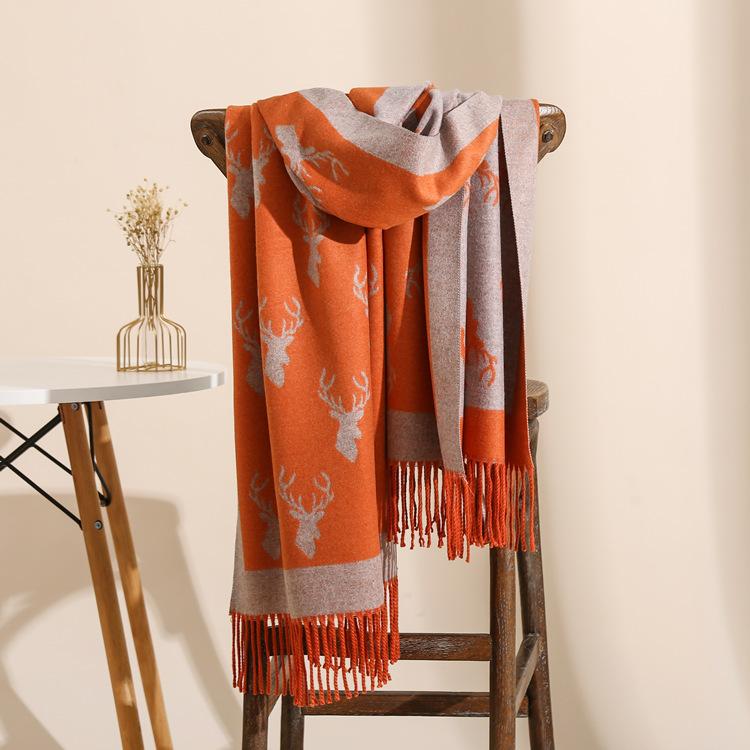 2024 Autumn And Winter New Thickened And Extended Cashmere Scarf Versatile Women'S Warm Neck Protection Scarf Double Sided Scarf Shawl