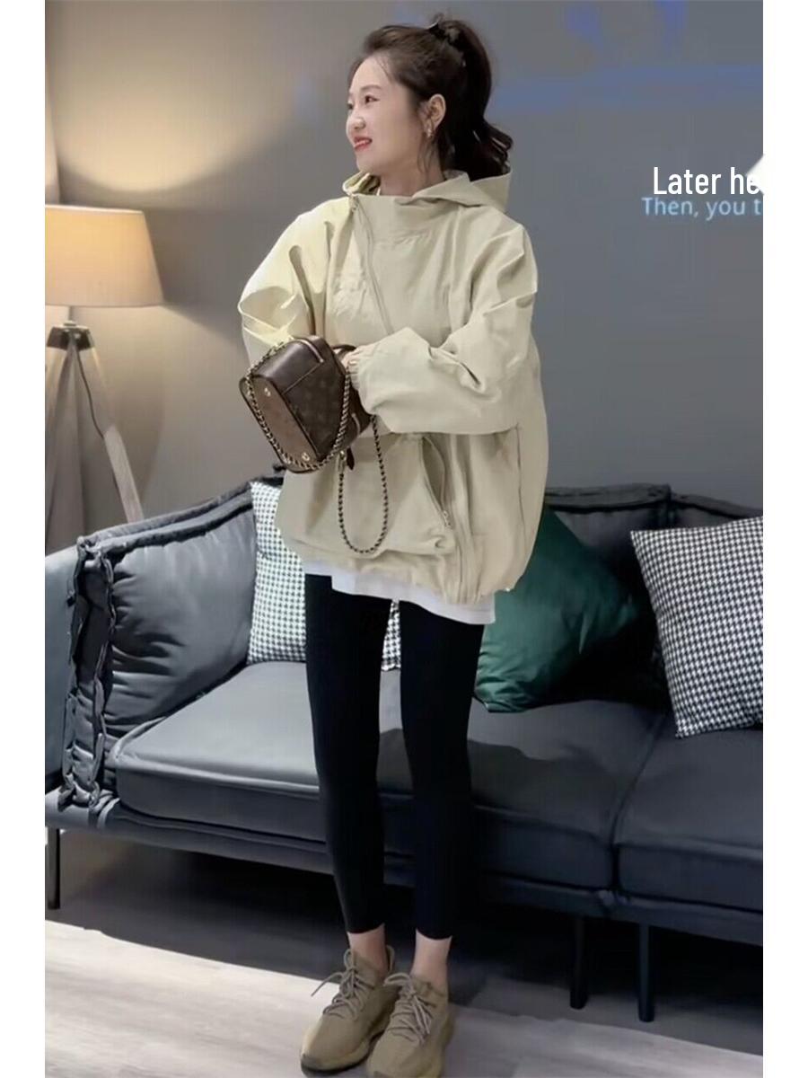 

Women s Korean Style Casual Loose Windbreaker, Petite Niche Design S (90-105 lbs) абрикосовый