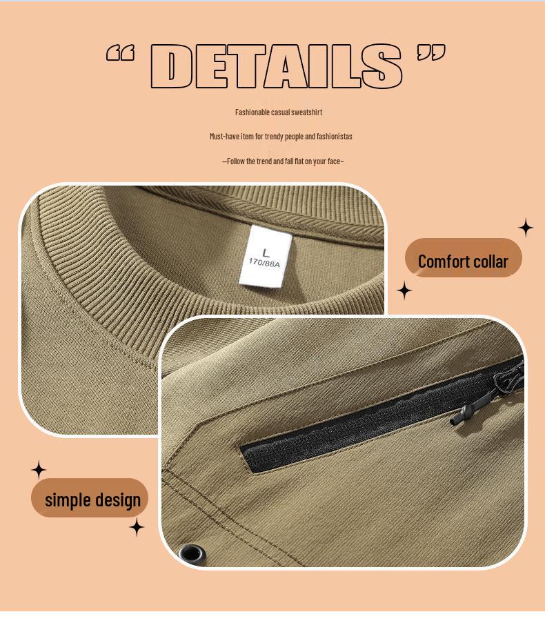 Herren Retro Locker Geschnitten Reißverschlusstasche Hoodie - Einfarbige, Vielseitige Herbst/Winter Mode