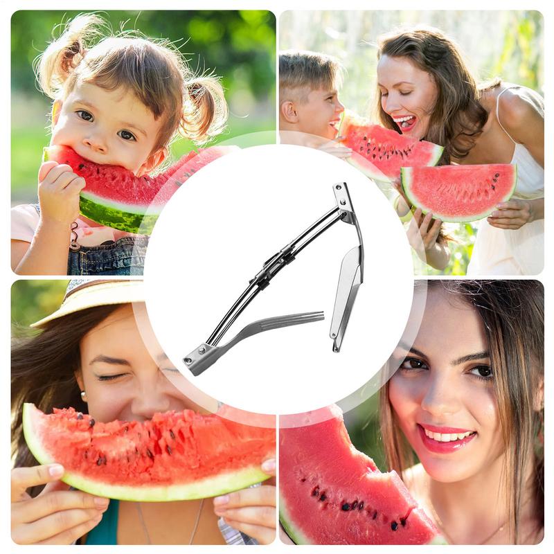 2-in-1 Stainless Steel Fruit Cutter Watermelon Cube Cutter Ergonomic Kitchen Slicing Baller For Party Picnic Camp School