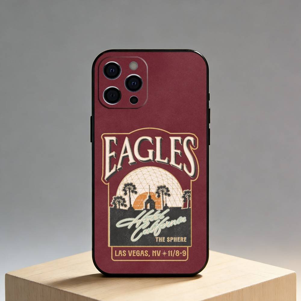 E-Eagle-s Hotel California Phone Case For iPhone17,16,15,14,13,12 Plus,Max Soft Silicone Black Cover iPhone16se4