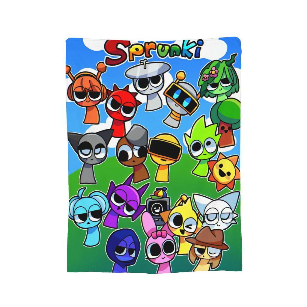 Coperta Gioco Cartone Animato Sprunki Incredibox Coperta Plaid in Flanella Decorazione Estiva per Condizionatore Morbida Calda Copriletto