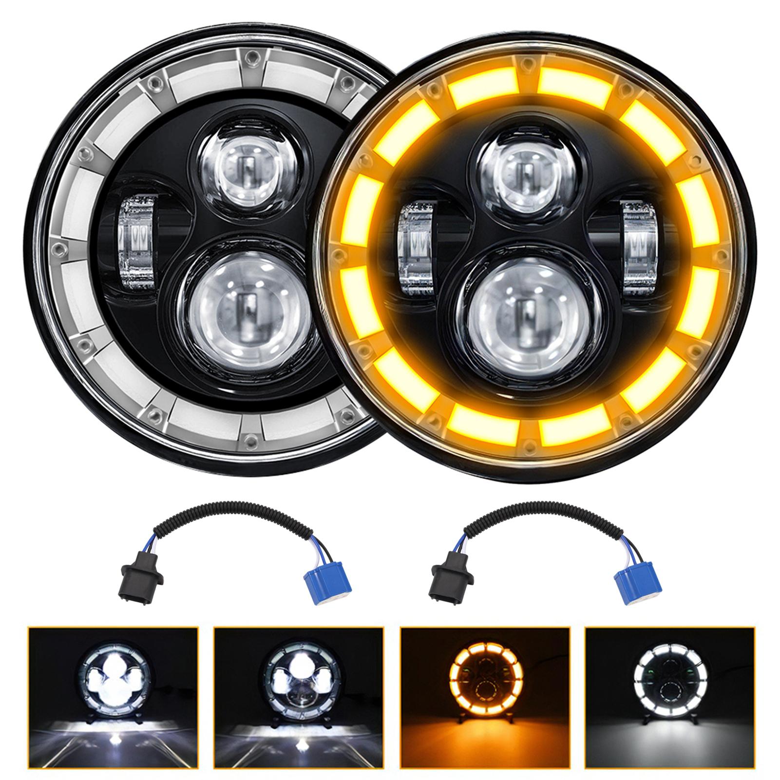 

2 шт. 7-дюймовые светодиодные фары, круглые фары с дальним и ближним светом, замена указателя поворота для