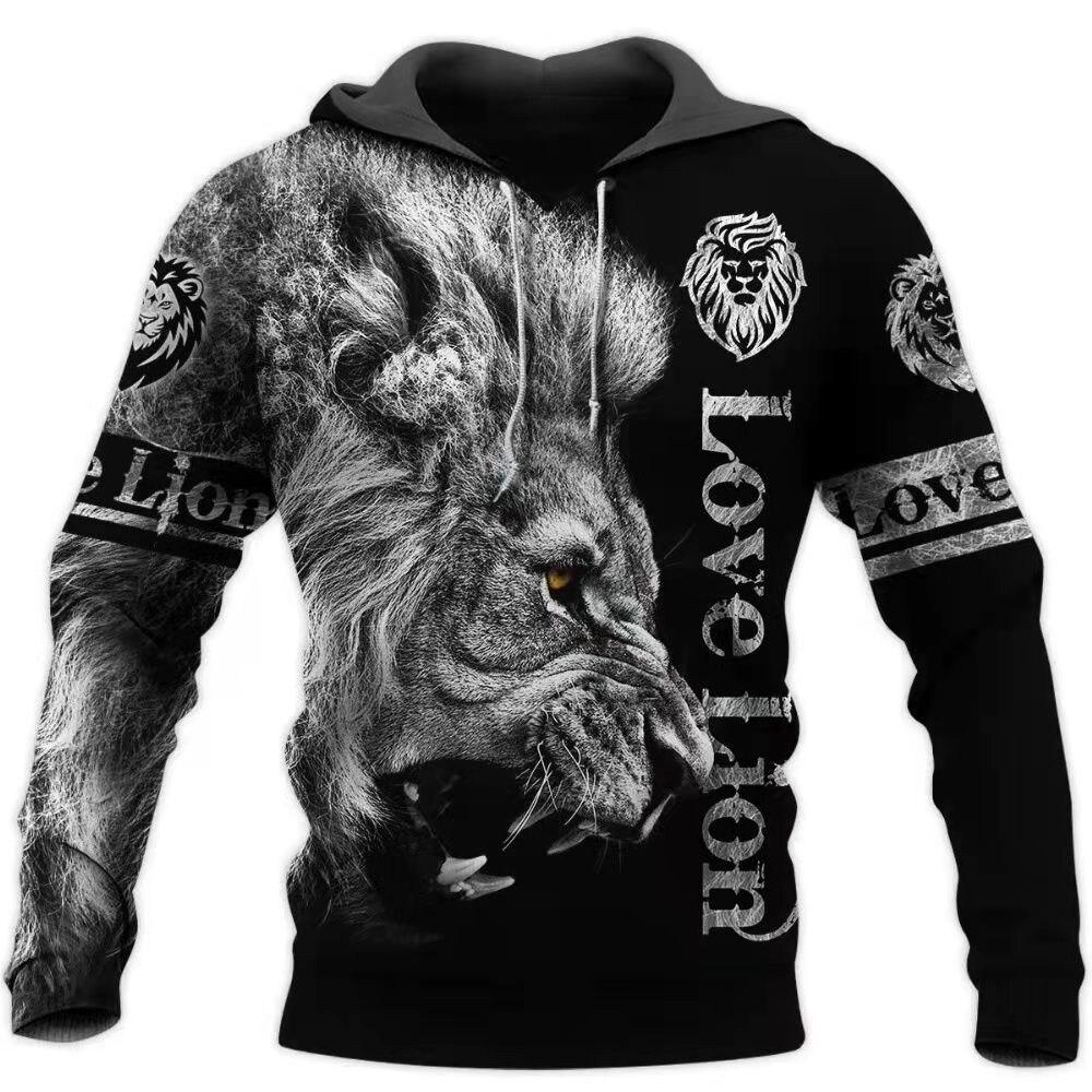 3D Print Lion Jesus Graphic Men's Hoodie Spring/Autumn Fashion Versatile Sweatshirt Male Oversized Harajuku Long Sleeve Pullover