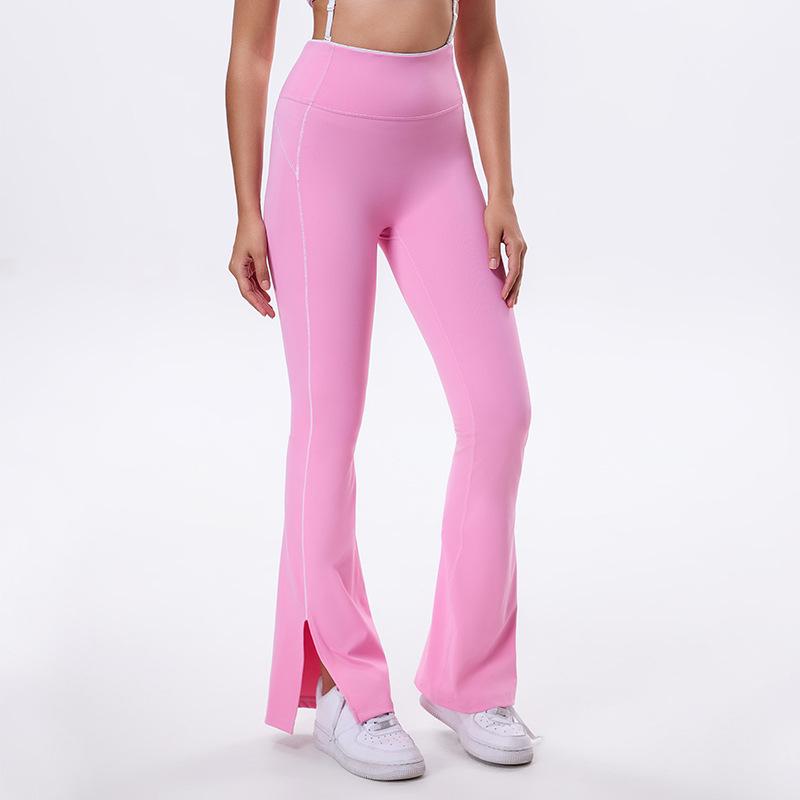 

Женские уличные брюки для йоги с высокой талией и эффектом подтяжки бедер: Бесшовные спереди, широкие брюки для фитнеса и моды Small розовый