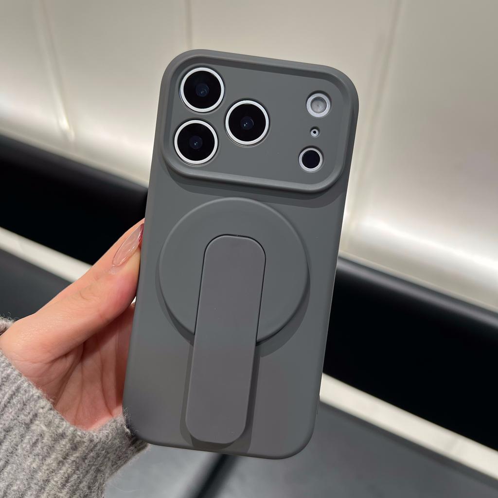 2 IN 1 Liquid Silicone Grip Holder Soft Shockproof Case for Apple iPhone 17 Air 16 Plus 15 14 13 12 Pro Max 11 For Magsafe Cover
