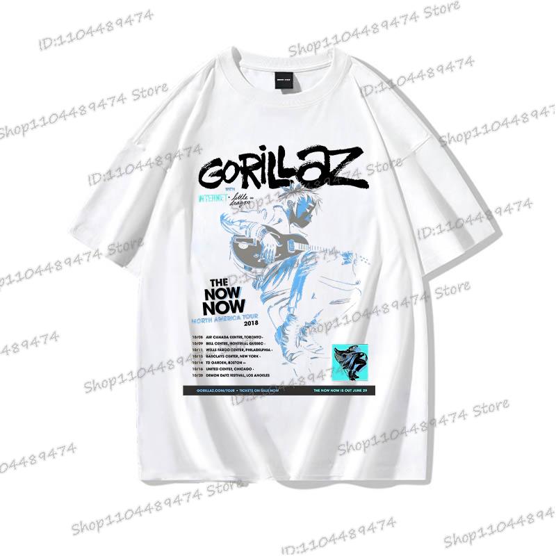 

Cotton T-shirt Gorillaz Rock Band Streetwear Punk Crewneck Harajuku Men s Clothing Virtual Role Gorillaz Unisex Fashion Tees S