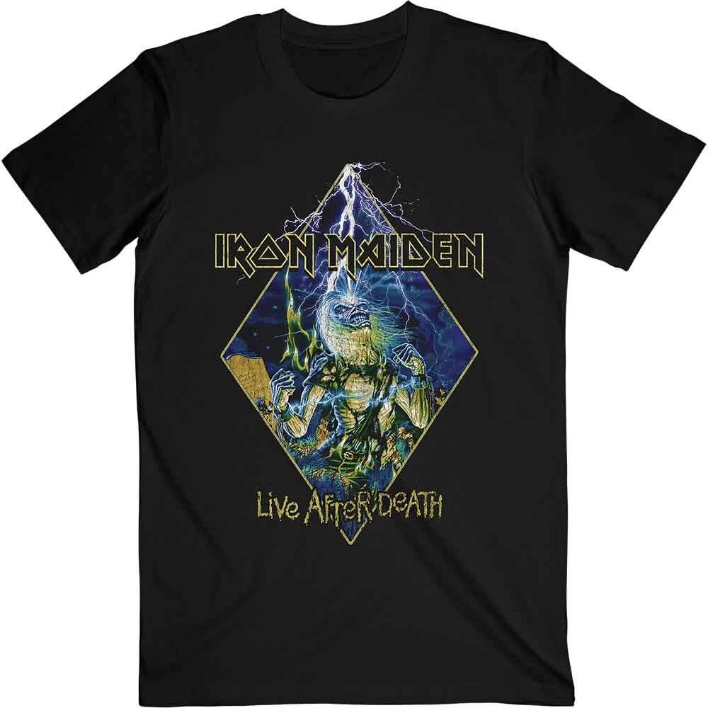 

Классический Рок Метал Футболка Iron Maiden Футболка Live After Death Бриллиантовый Логотип Группы Официальная Мужская Черная M