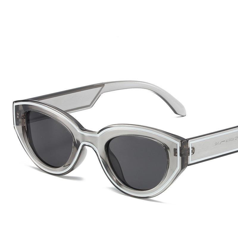 New  Cat Eye Sunglasses Women For Men  Vintage Sun Glasses Luxury Brand Designer Punk Pink Stripe Hip Hop Popular Shades