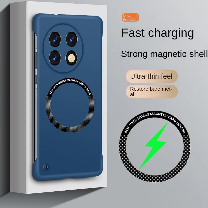 

Для Oneplus 13R чехол для Magsafe Magnetic Frameless Hard PC Phone Case для One Plus ACE 5 Pro 1+13 12R противоударный матовый чехол ультратонкий For OnePlus 13R синий
