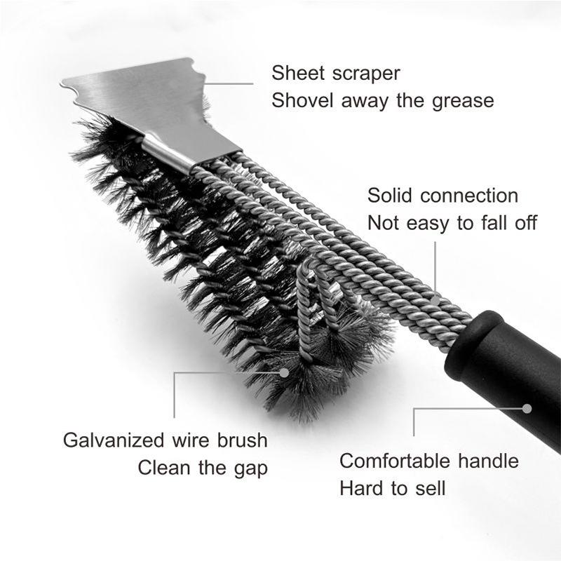 18-Inch Triple-Head Steel Wire BBQ Grill Cleaning Brush