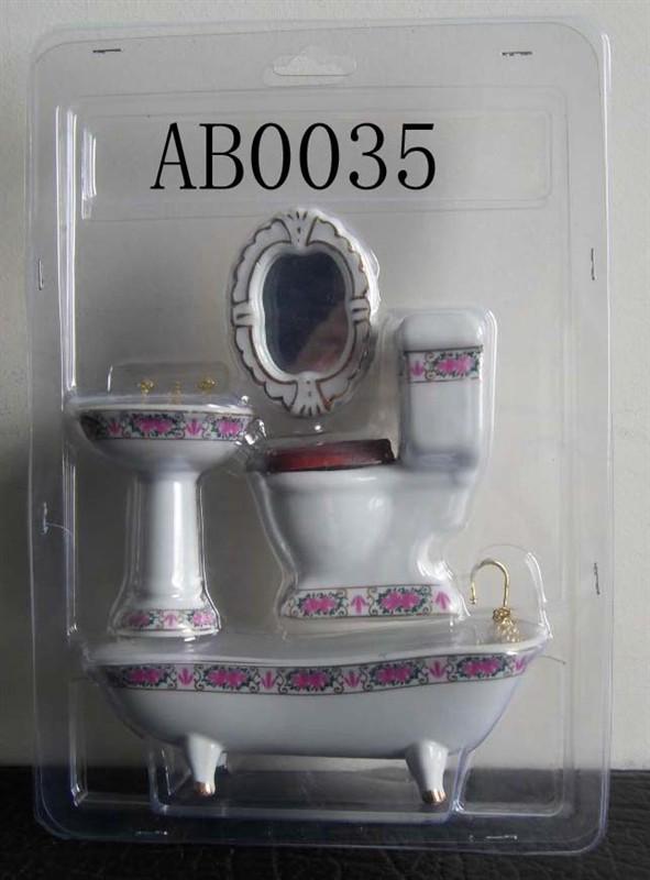 1:12 Scale Miniature Ceramic Bathroom Set - 4-Piece Dollhouse Fixtures