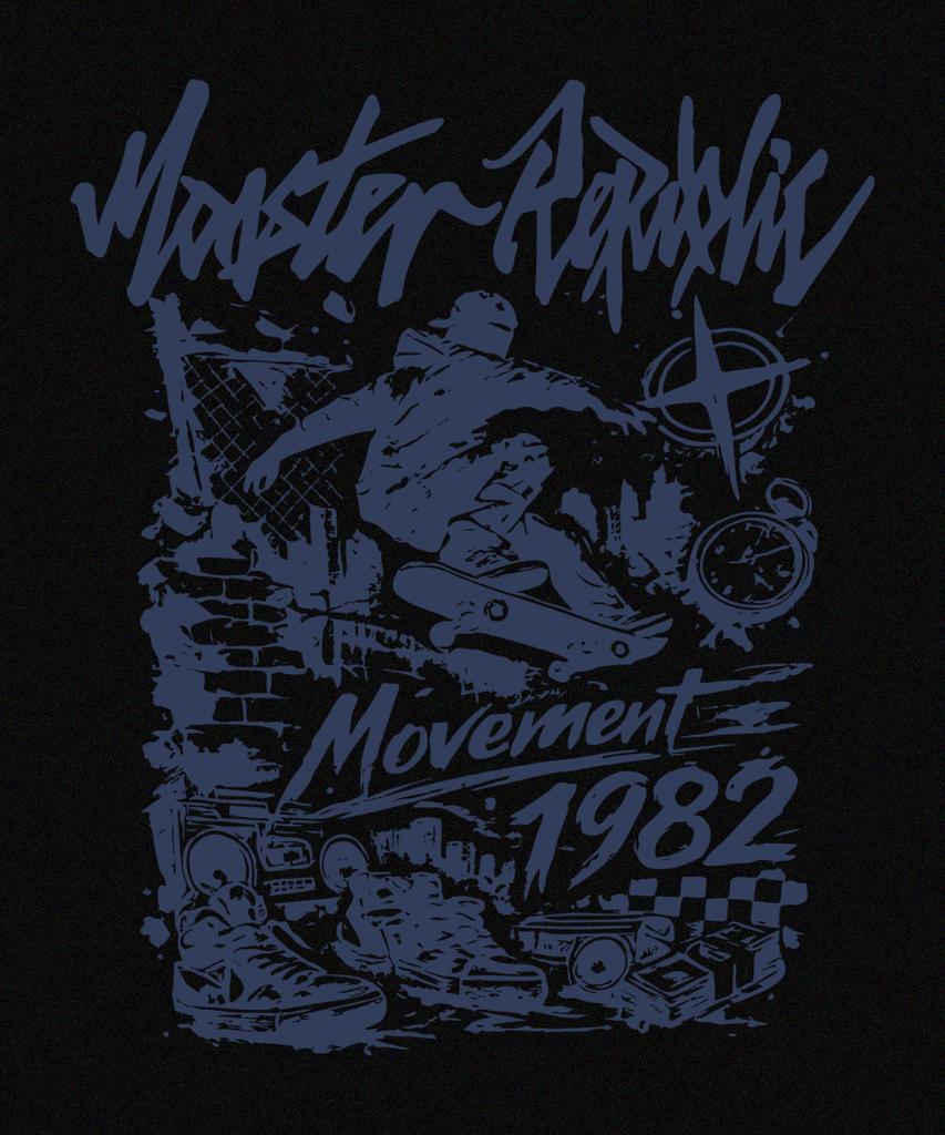 MONSTER REPUBLIC 1982 Movement Deep Blue T-Shirt Black_9130