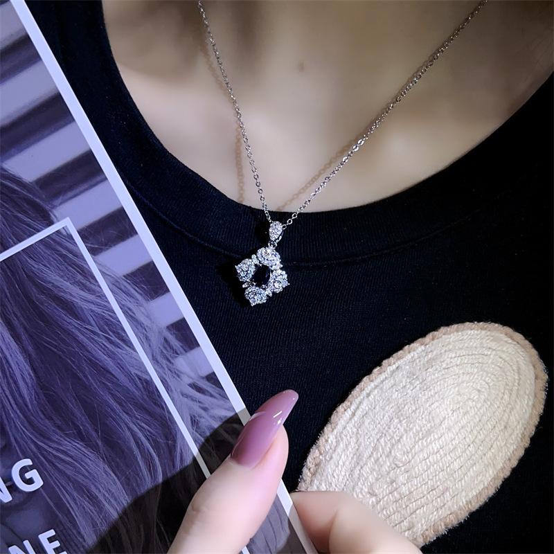 18K White Gold Plated Sapphire Necklace for Women - Luxury Retro Design with Elegant Colored Gemstones