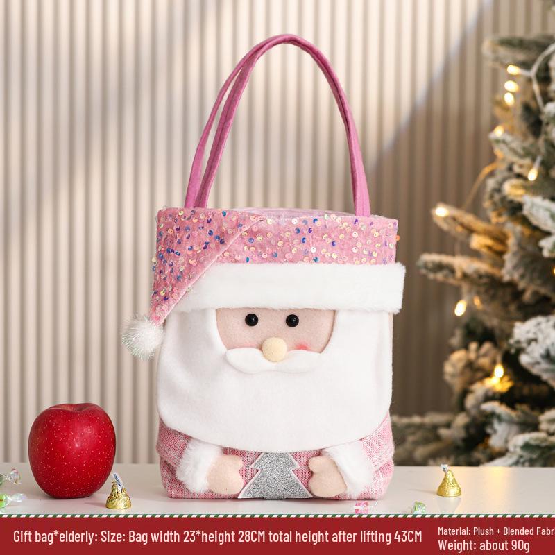 Three-Dimensional Santa Claus Burlap Backpack Candy Bag - Large Christmas Gift Decoration