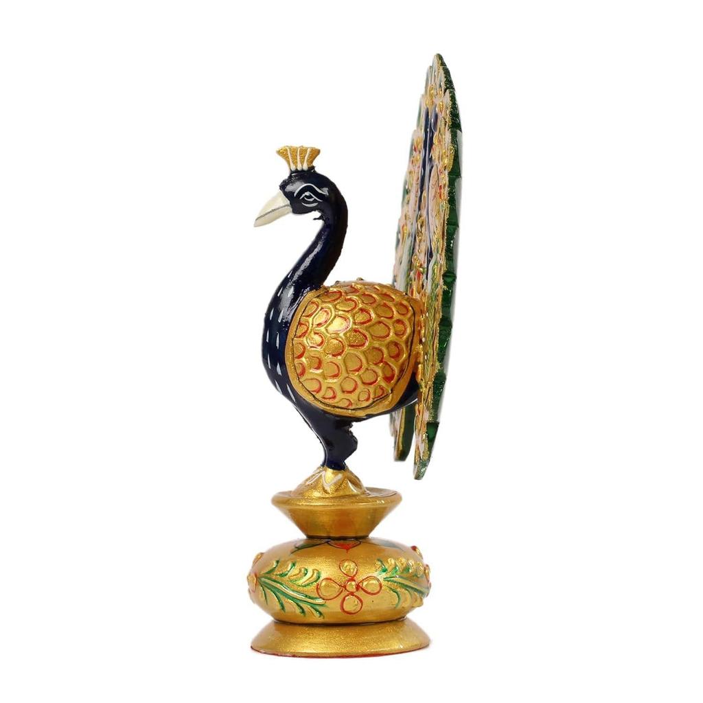 Golden Amboz Resin Dancing Peacock Showpiece Figurine for Home Office Decor Gifts