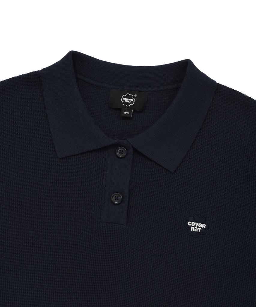 COVERNAT WOMAN Basic Waffle Collar Knit Navy
