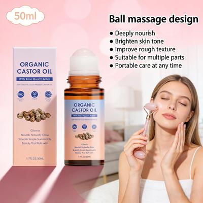 AMZ Castor Oil Massage Roller Infused With Vitamin E, Deeply Moisturizing And Nourishing For Daily Multi-Purpose Skin Care 50 Ml