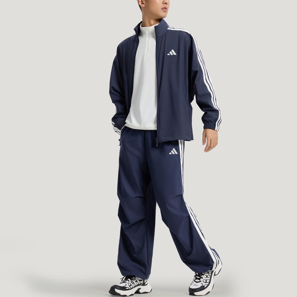 Adidas Jaqueta Jeans St 3St UPF50+ Secagem Rápida Jeans Esportiva Listrada Solta Manga Longa Jaqueta Masculina KR2547