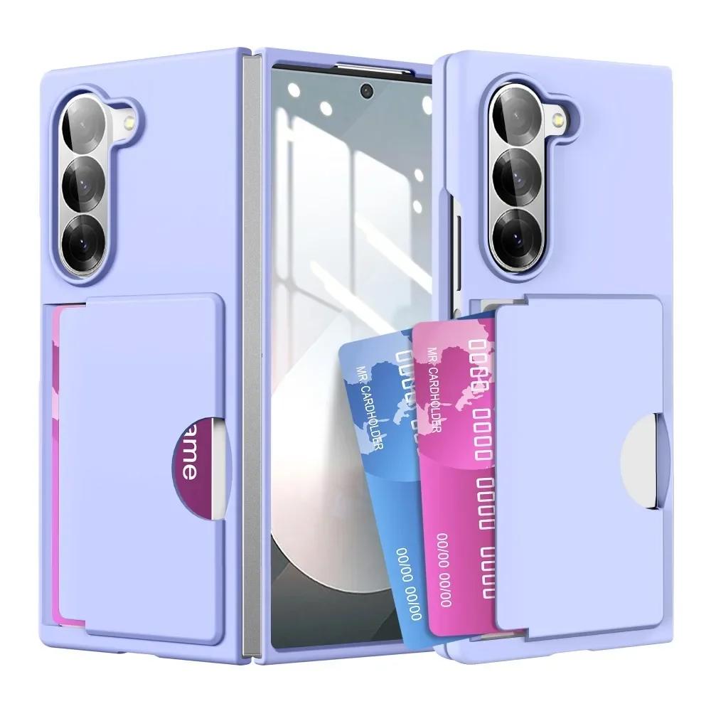 Wallet Card Holder Phone Case for Samsung Galaxy Z Fold 6 Fold6 ZFold6 5G Shockproof Hard PC Shell Protective Cover