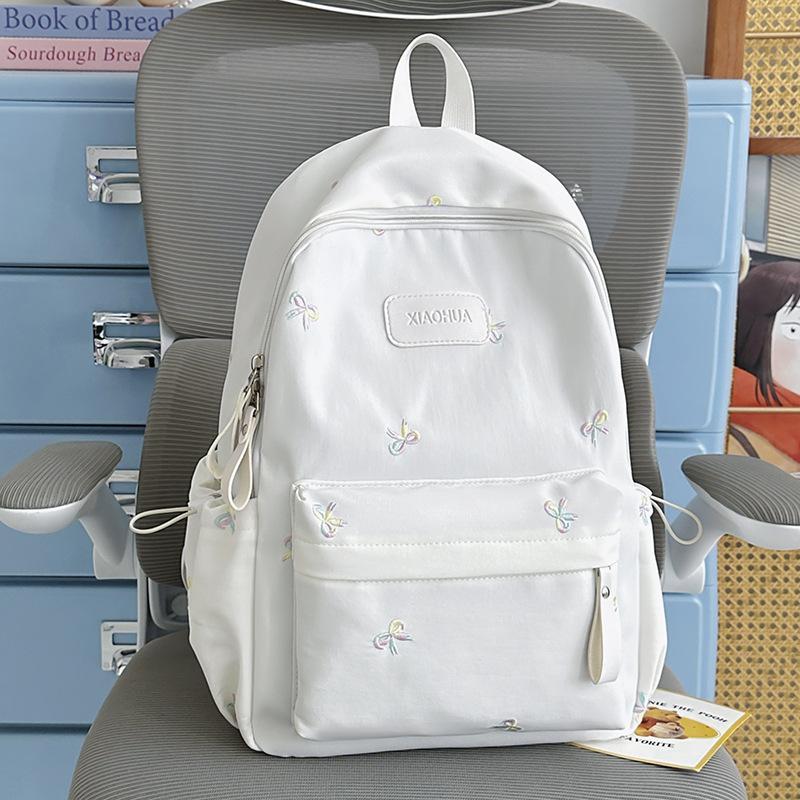 Schoolbag student schoolbag bow embroidery small fresh junior high school girls high value large capacity backpack high school backpack