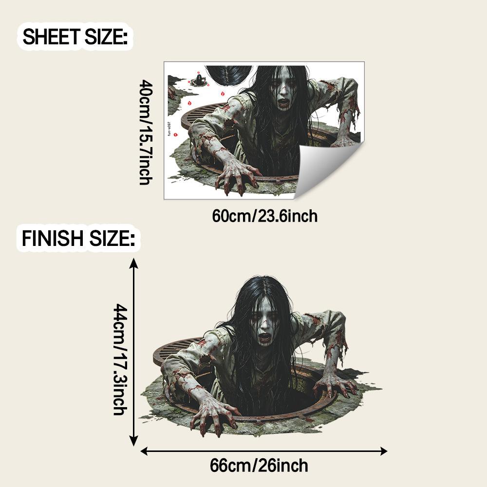 Creative Scary Hole Ghost Bedroom Living Room Entrance Hall Halloween Atmosphere Decoration Floor Stickers