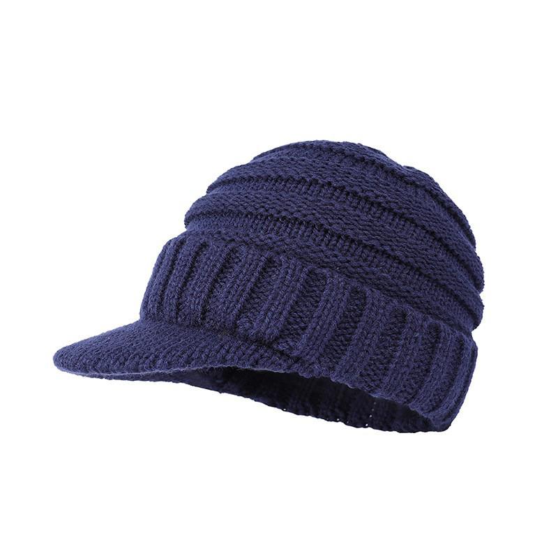 

Минималистичная женская вязаная шапка-утка - Короткий козырек, теплая защита ушей для осени/зимы, катания на лыжах. Regular - Fine Knit