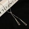 Simple Gold Silver Color Necklaces for Women Long Tassel Sweater Chains Pull Design Clavicle Necklace Jewelry