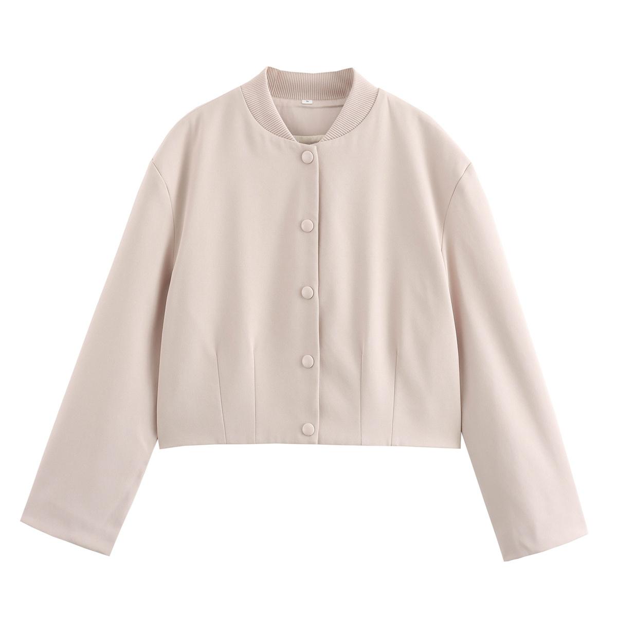 

Женская куртка-бомбер, белая, осень-зима, укороченные куртки для женщин, длинный рукав, с пуговицами, женская винтажная верхняя одежда S белый