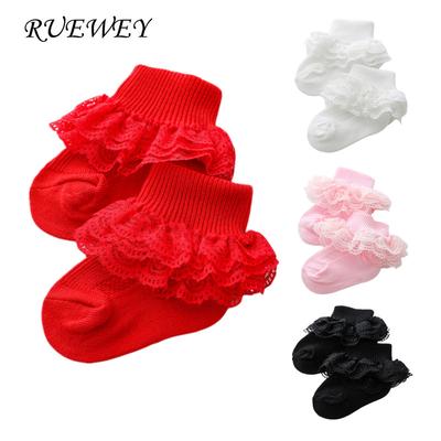 RUEWEY Chaussettes pour bébé, accessoires, vêtements pour nouveau-né fille, chaussettes de baptême en dentelle ajourée et volants, vêtements pour petites filles