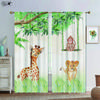 Cartoon Animal Curtains Pet Cat Dog Lion Leopard Elephant Giant Panda Fox Monkey Rabbit Penguin Whale Children's Printed Curtain