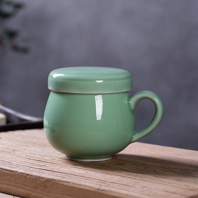 

330ml Longquan Celadon Filter Tea Separator Cup Traditional Tea Mug with Infuser Household Tea Soaking Office Water Cup Cafes