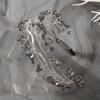 Woven Wire Hair Hoop Elegant Headpiece Super Temperament Crystal Leaf Branch Headband  Formal Prom