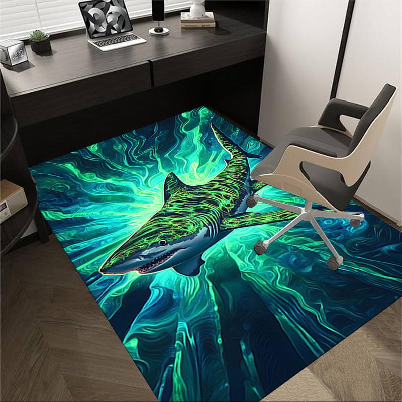 1PC Shark, Ocean Extra Large Non Slip Floor carpet, Office, family, bedroom, Studio Large Area Rug Indoor Rugs, Vibrant Colors
