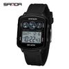 SANDA Brand 6503 Fashionable Square Timer Electronic Watch, Student Alarm Clock, Multifunctional Waterproof Sports Men's Watch