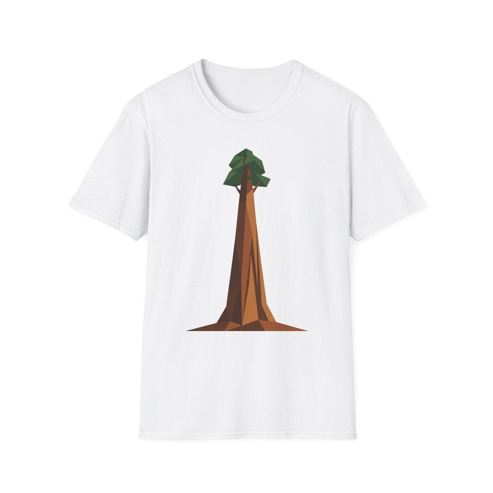 Geometric Redwood Tree T-Shirt | Minimalist Sequoia Forest Graphic Tee | Nature Gift Unisex S