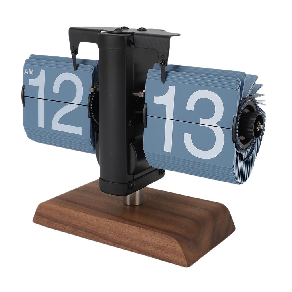 Digital Flip Desk Clock 12 Hours Battery Powered Retro Mechanical Auto Flip Down Clock with Wood