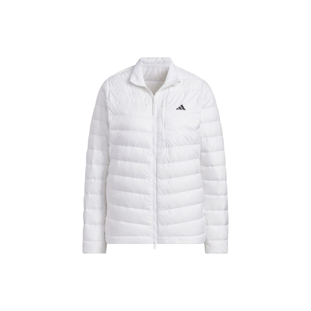 Adidas Solid Color Stand Collar Zipper Long Sleeve Down Jacket Women Outerwear White HZ6032