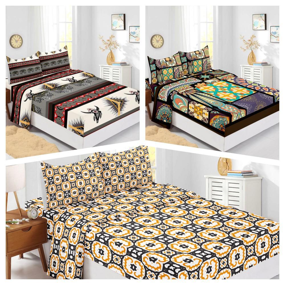 Four-Piece Mattress Set Bohemian 3D Digital Printing Kit Mattress Protective Cover